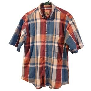 Vtg Adirondack Men's Plaid Short Sleeve Button Down Shirt Size Medium Gorpcore